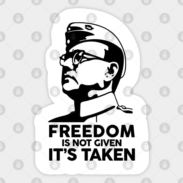 Nethaji Subash Chandra Bose Quote Indian Leader Sticker by alltheprints